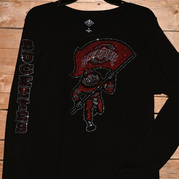 Ohio State Black Rhinestone glitter   Long Sleeved Shirt  size large - Picture 9 of 9
